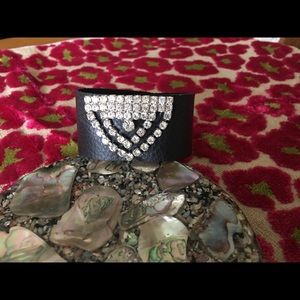 Black leather cuff bracelet